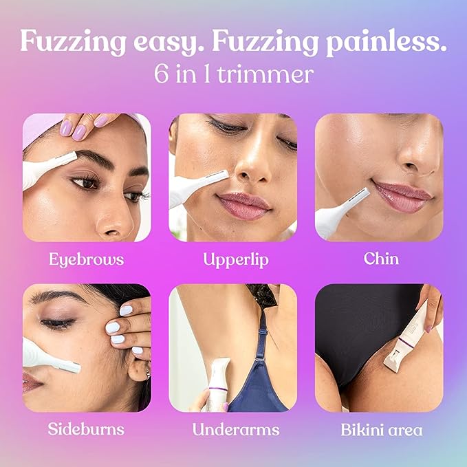 Bombae 6-in-1 Sensitive Areas Trimmer for Women for Eyebrow, Face, Bikini and Underarms | 90 minute run time | Gentle Hair Remover Bombae 6-in-1 Sensitive Areas Trimmer for Women for Eyebrow, Face, Bikini and Underarms | 90 minute run time | Gentle Hair Remover